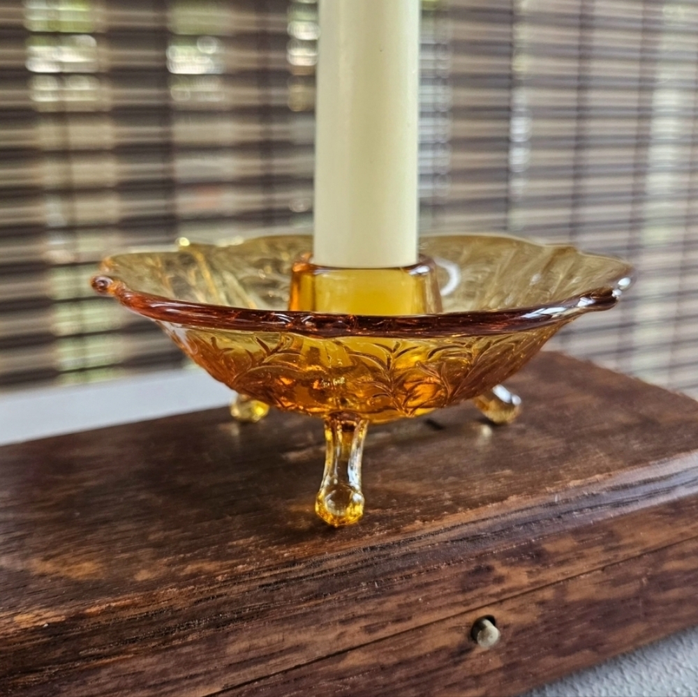 Vintage Brass Candle Snuffer Fostoria Candle Holder